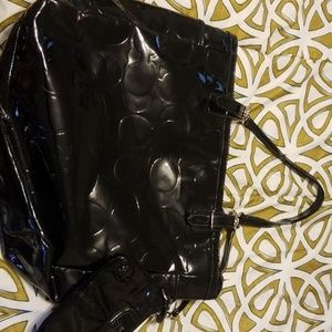 Black Coach Patented Leather purse w/matching w